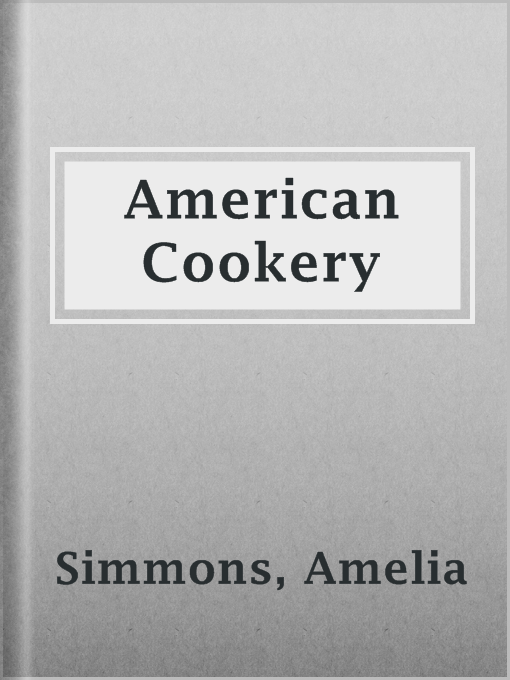 Cover of American Cookery